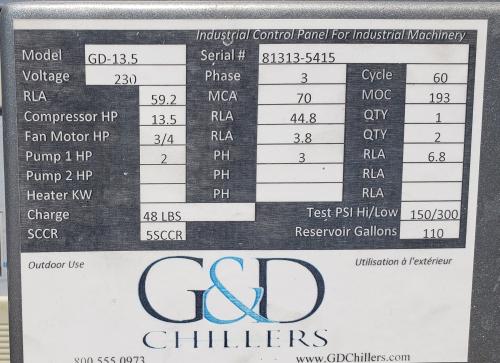 G&D Model 13.5 Chiller