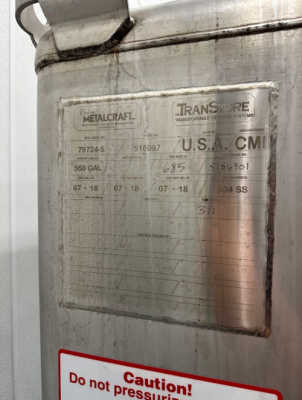 550 Gallon Stainless Tote