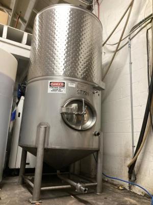 785 Gallon Jacketed Conical Bottom SS Tank -
